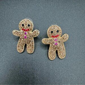 Adorable Gingerbread Festive Christmas Earrings Pierced